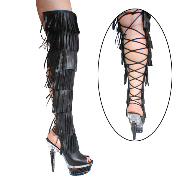fringe thigh high boots